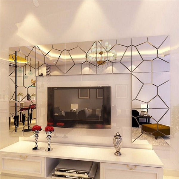 Moire Pattern Quare Mirror Tile 3D Decal  Wall