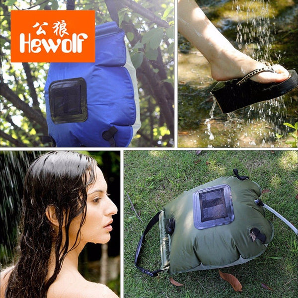 Hewolf 20L Summer Outdoor Folding Solar Heating Water Bag With Thermometer