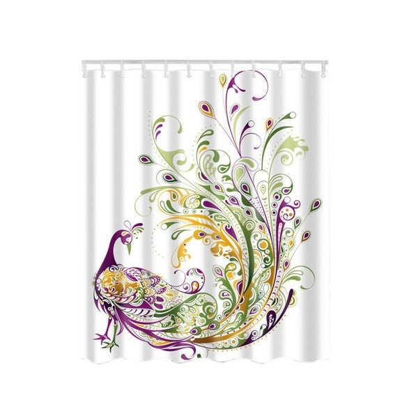Animal Pattern Elephant Butterfly Peacock Shower Curtain