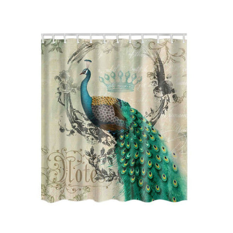 Animal Pattern Elephant Butterfly Peacock Shower Curtain
