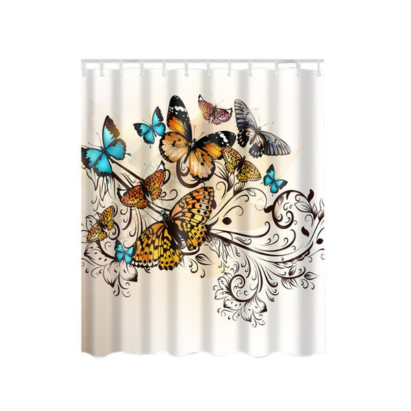 Animal Pattern Elephant Butterfly Peacock Shower Curtain