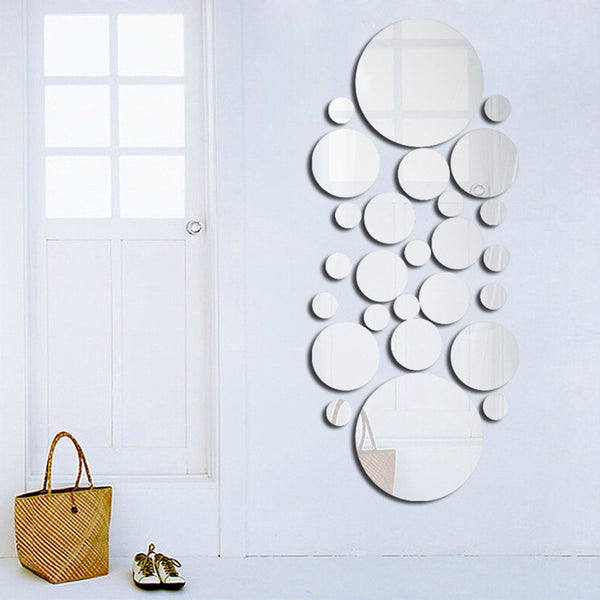 26pcs set Acrylic Polka Dot Wall Mirror Decal