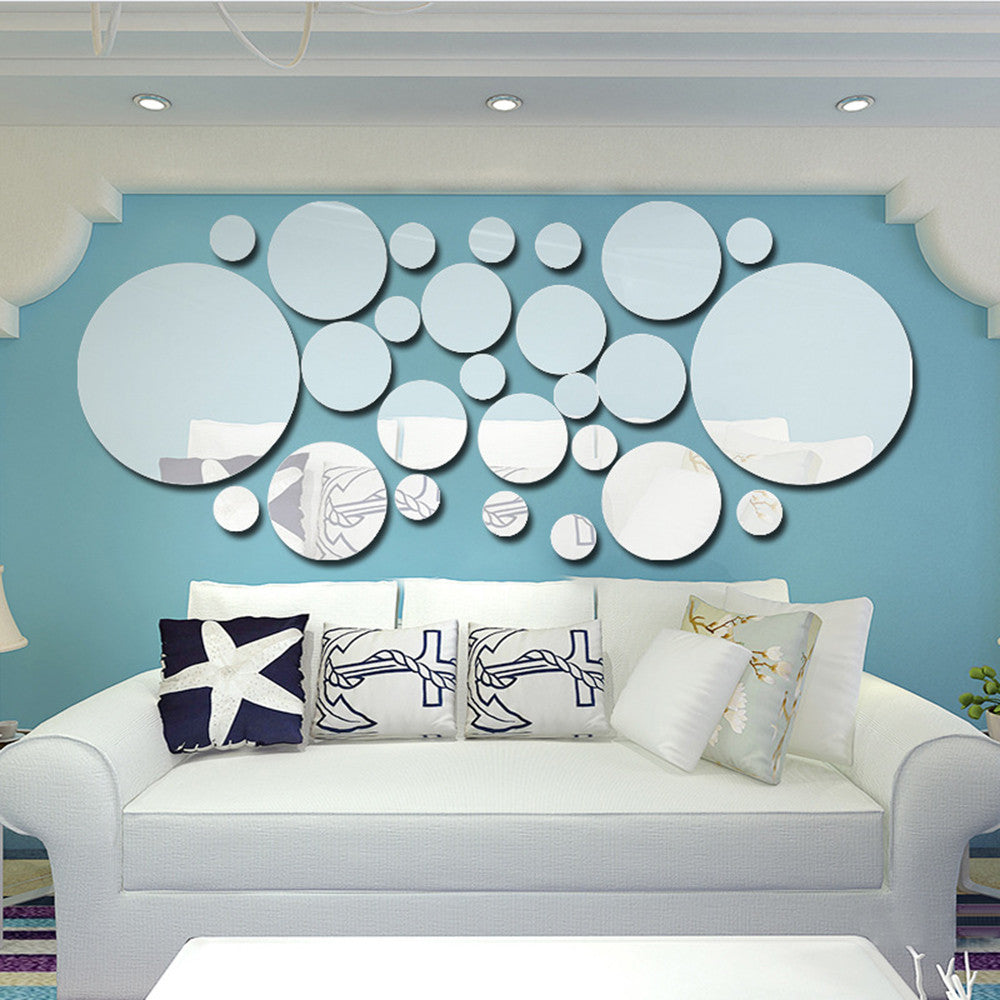 26pcs set Acrylic Polka Dot Wall Mirror Decal