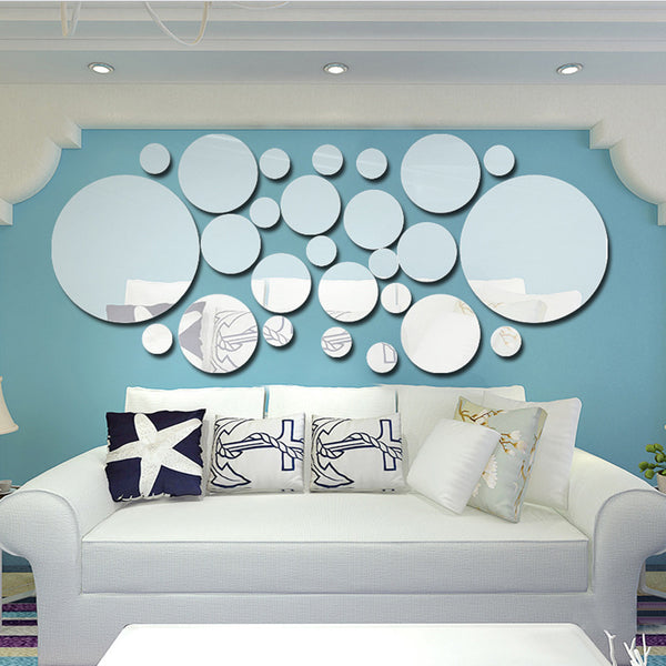 26pcs set Acrylic Polka Dot Wall Mirror Decal