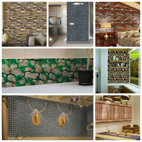New PVC Self-Adhesive Wall Paper Brick  3D Imitation Rock Stone Vinyl Wallpaper