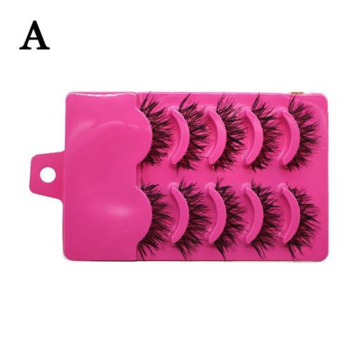 5 Pairs Black Cross Soft Long False Eyelash