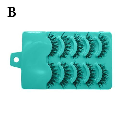 5 Pairs Black Cross Soft Long False Eyelash
