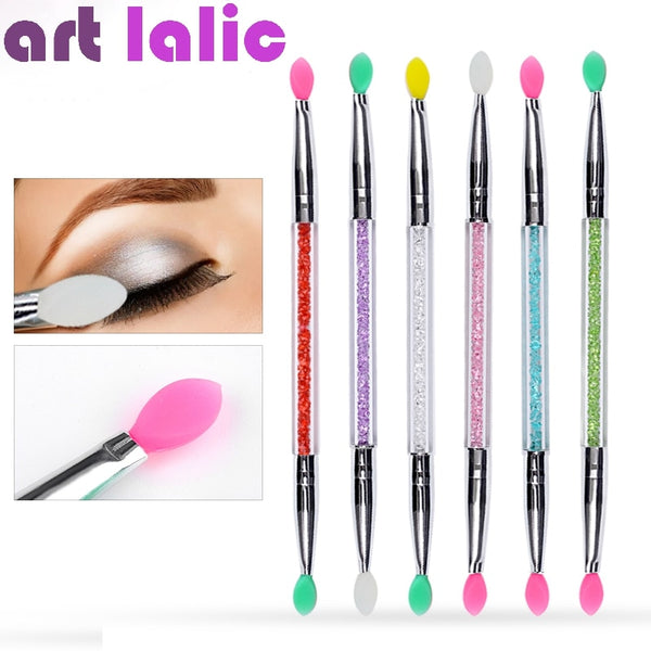 1Pc Cosmetic Makeup Double-end Silicone Eye Shadow Eyeliner Brush