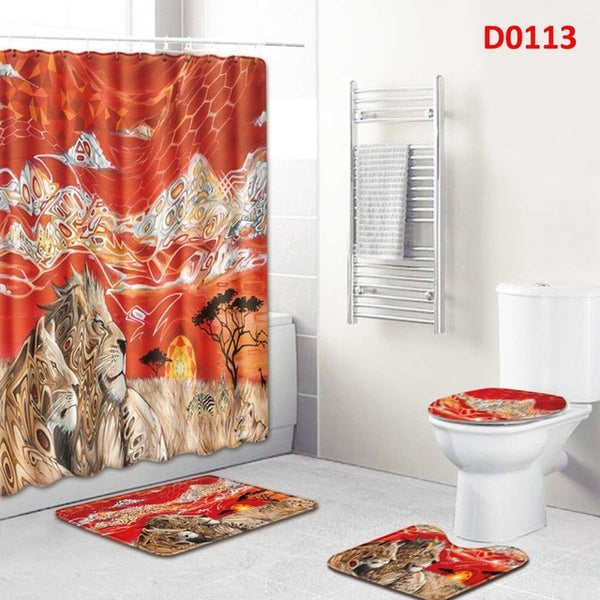 4pcs  Shower Curtain Set