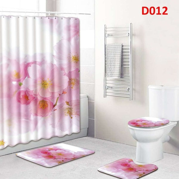 4pcs  Shower Curtain Set