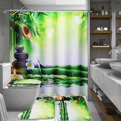 Shower Curtain  3PCS Toilet Cover Mat Non-Slip Rug Set