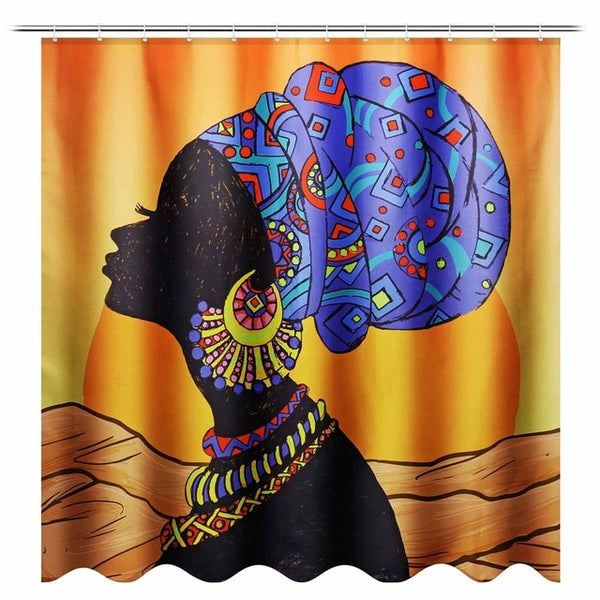 4pcs African Baotou Woman Shower Curtain