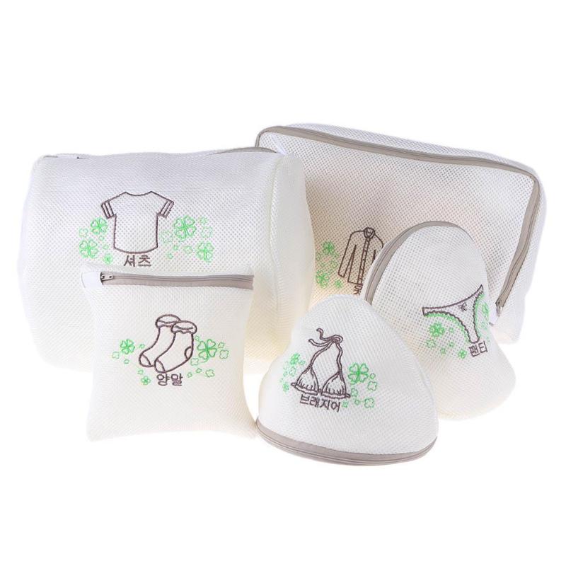 5pcs/set Embroidered Laundry Mesh Travel Bag