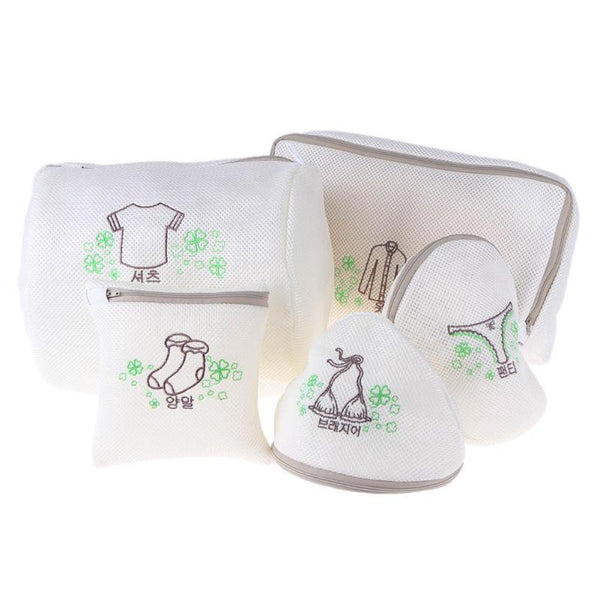 5pcs/set Embroidered Laundry Mesh Travel Bag