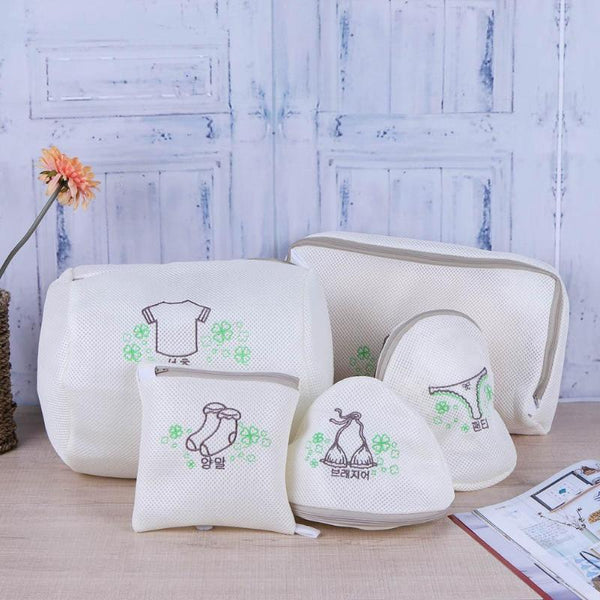 5pcs/set Embroidered Laundry Mesh Travel Bag