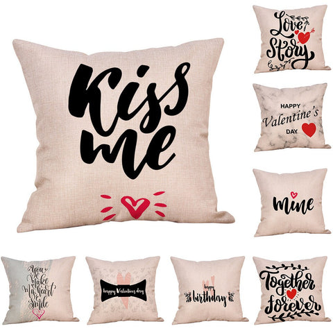 Happy Valentine's Day Throw Pillow Case Sweet Love Square Cushion Cover