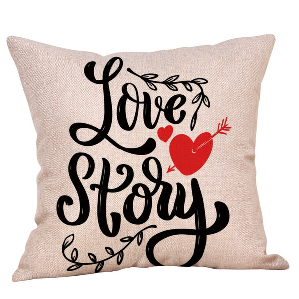 Happy Valentine's Day Throw Pillow Case Sweet Love Square Cushion Cover