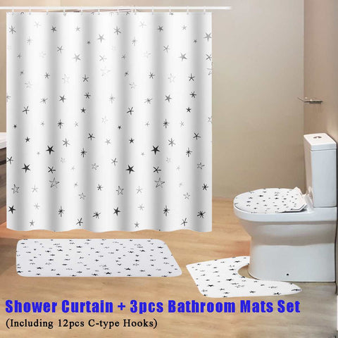 4pcs Shower Curtain Bathroom Set