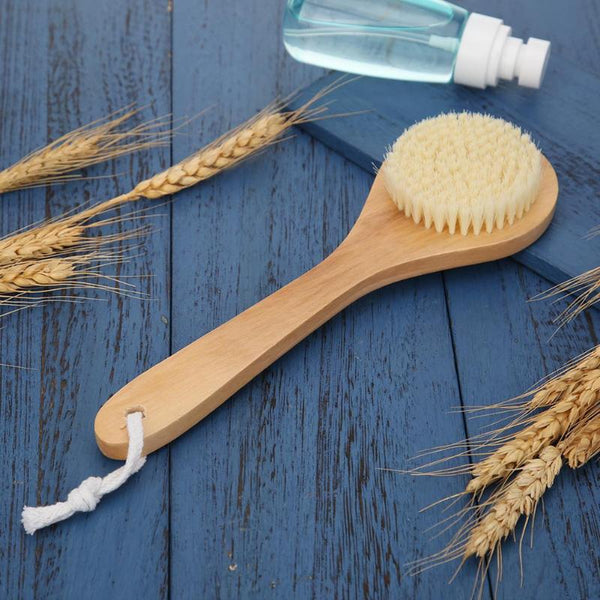 Wooden Long Handle Bristle Bath Brush