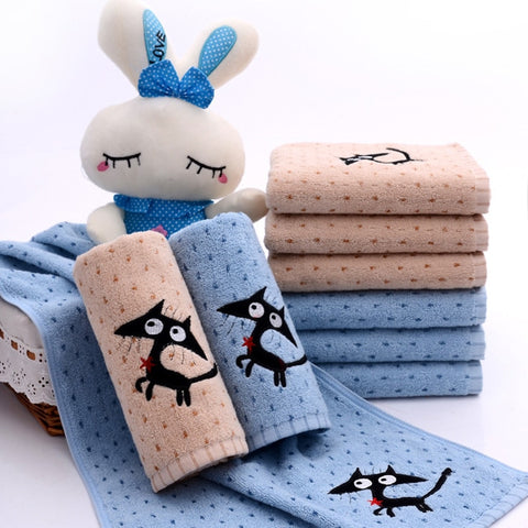 Cartoon 100% Cotton Face Towel Cat Bath Towel Set
