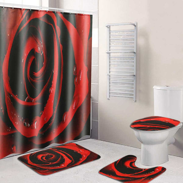 3PCS Red Rose Bathroom Set