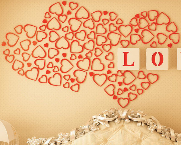 5 pcs 3D DIY Wall Heart Shape Decal