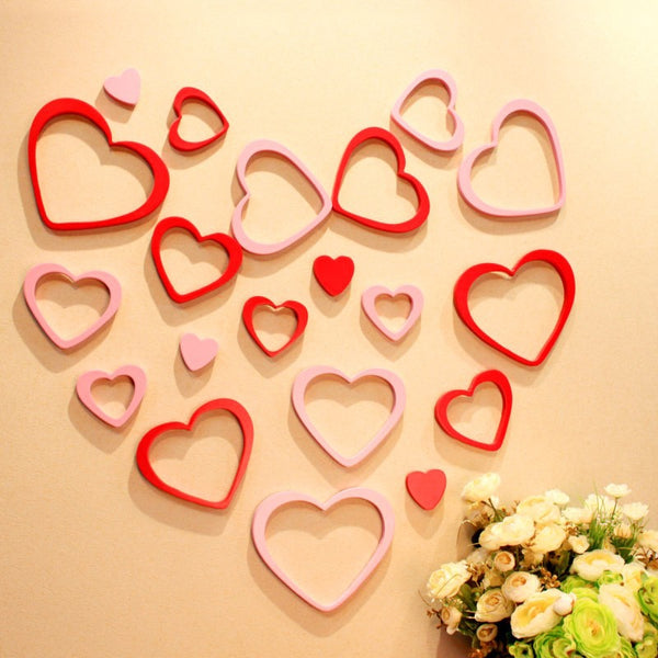 5 pcs 3D DIY Wall Heart Shape Decal