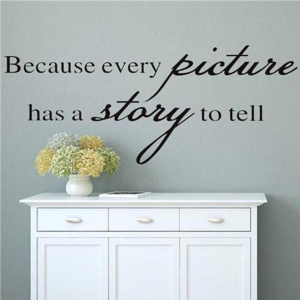1pc PVC 30*24cm Because Every Picture Has A Story To Tell Wall Decal