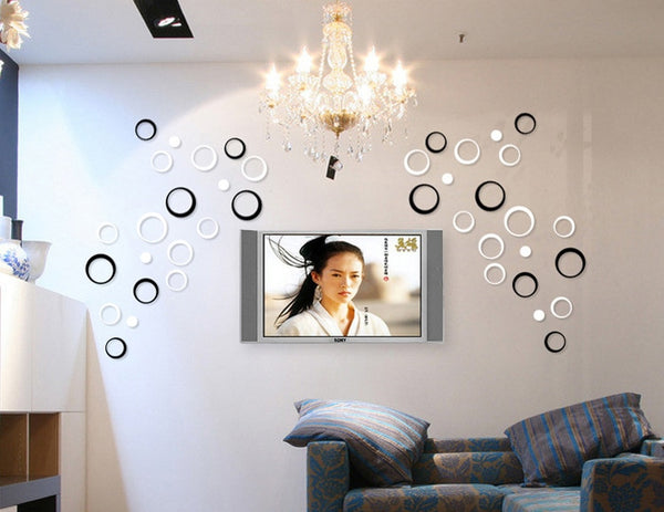 5pcs/1set 3D Circle DIY Removable Wall Art