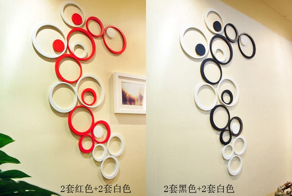 5pcs/1set 3D Circle DIY Removable Wall Art