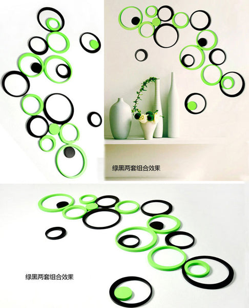 5pcs/1set 3D Circle DIY Removable Wall Art