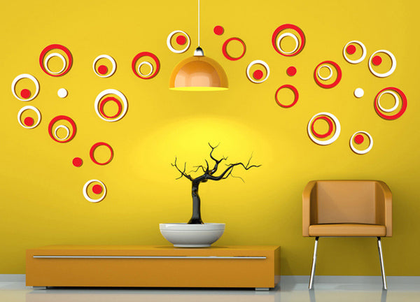 5pcs/1set 3D Circle DIY Removable Wall Art